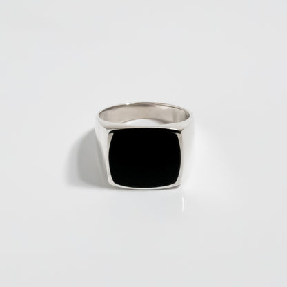 Black Onyx Square Signet Ring