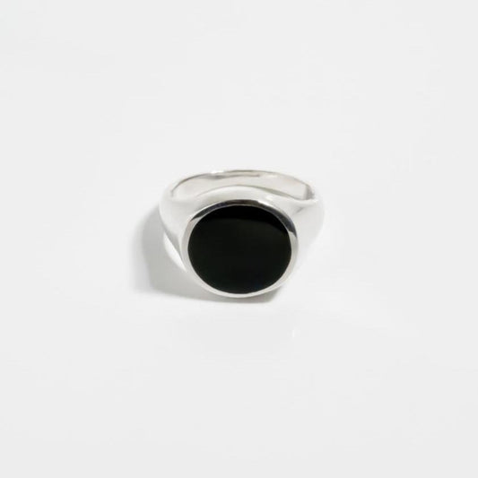 Black Onyx Oval Signet Ring