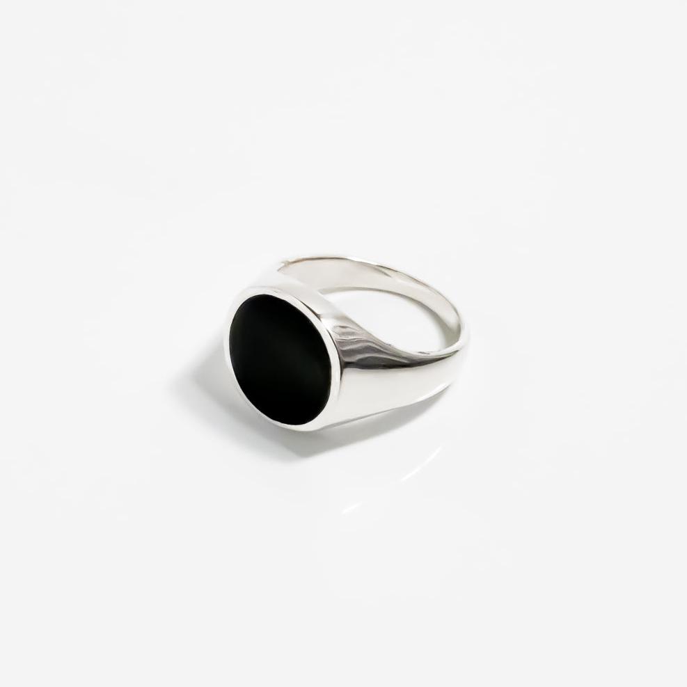 Black Onyx Oval Signet Ring