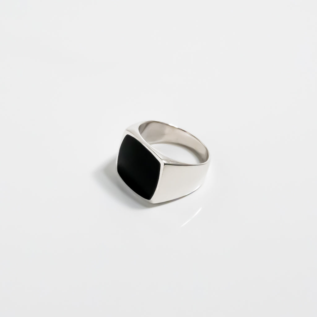 Black Onyx Square Signet Ring