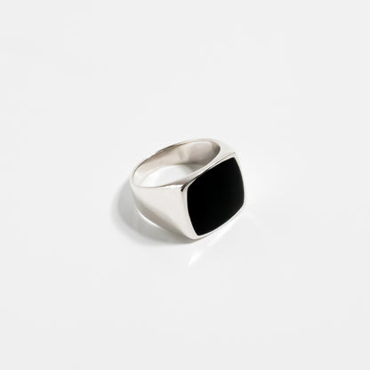 Black Onyx Square Signet Ring